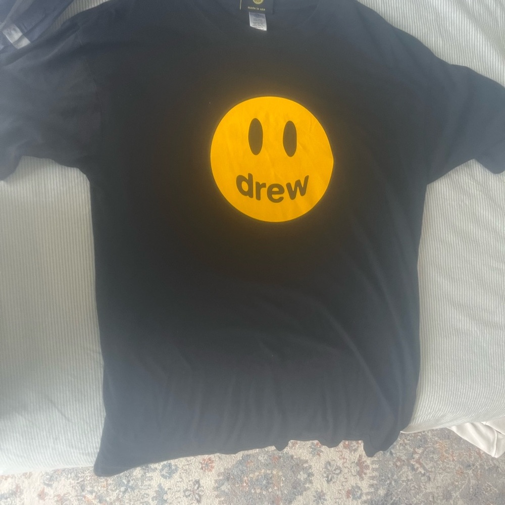 Drew House Black Tee with Yellow Logo